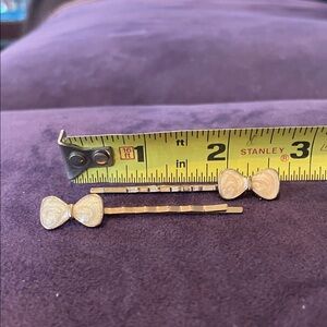 Selling as a pair. Elegant marbled Gold Bow Hair pins, purchased in Japan.